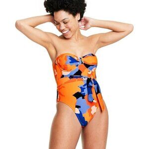 Tabitha Brown for Target Floral Print Underwire Tie-Front One Piece Swimsuit XS‎